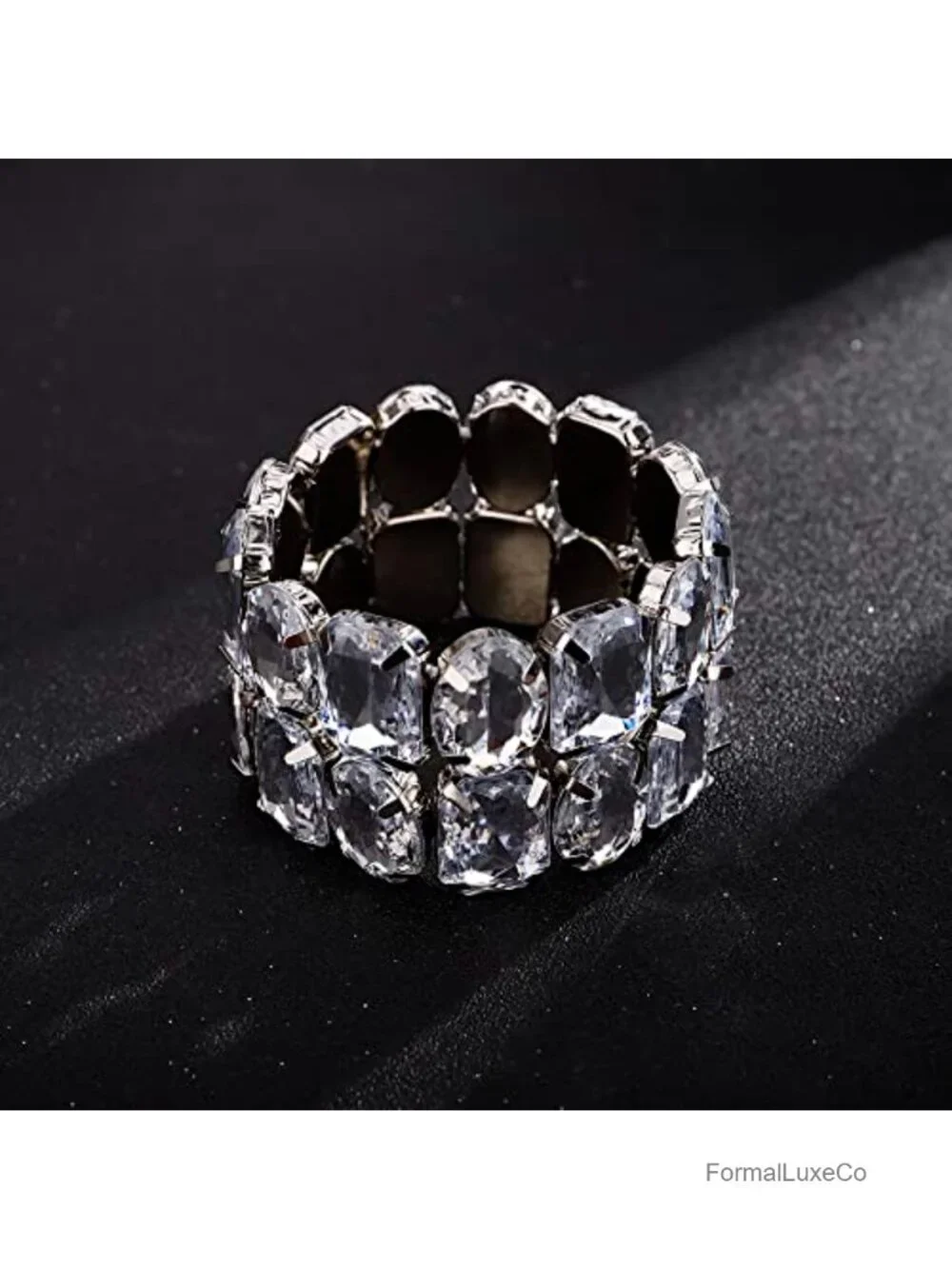 Crystal Rhinestone Bangle Bracelet Alloy Statement Jewelry for Women Wedding